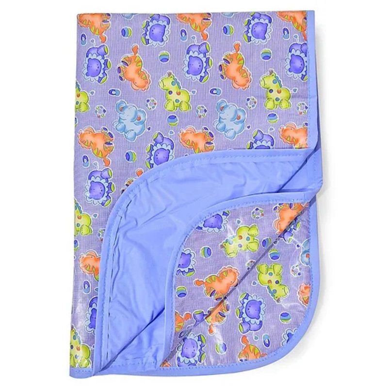 Mee Mee Bed Protector Plastic Mat Animal Print - Light Blue