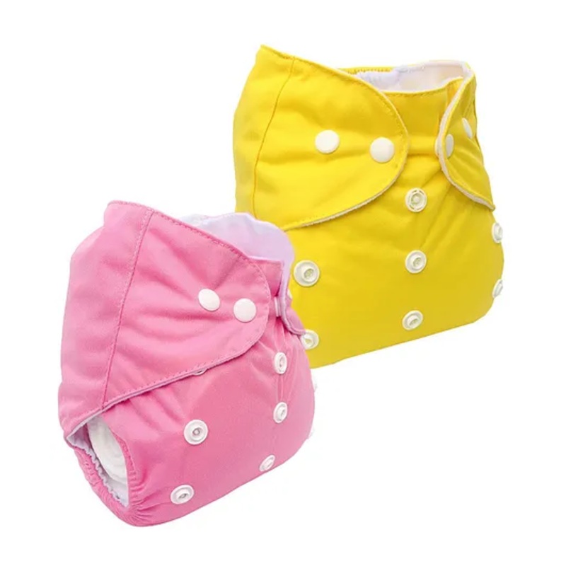 Sparkle Joy Free Size Reusable Cloth Diaper Without Insert Pack Of 2 - Pink & Yellow