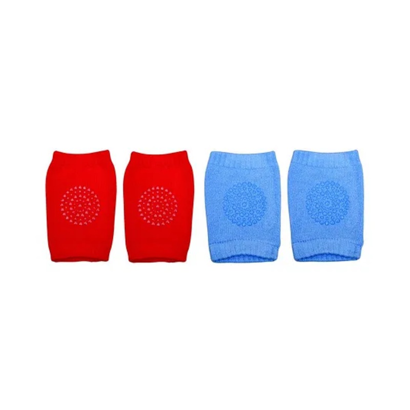 The Little Lookers Anti Slip Padded Baby Knee Pads Set of 2 Pairs - Red Blue