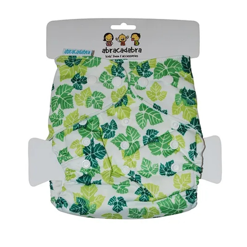 Abracadabra Reusable Diaper With Liner Leaves Print - Green