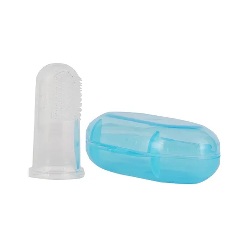 Adore Baby Fingerbrush with Safety Storage Case - White Blue