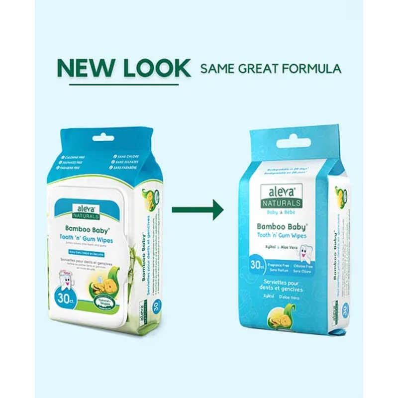 Aleva Naturals Bamboo Baby Tooth & Gum Wipes - 30 Pieces