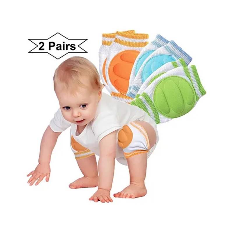 Baby Miniature Ultra Protective AntiSlip Stretchable Kids 2 Pairs Knee Elbow Cap - Color may vary