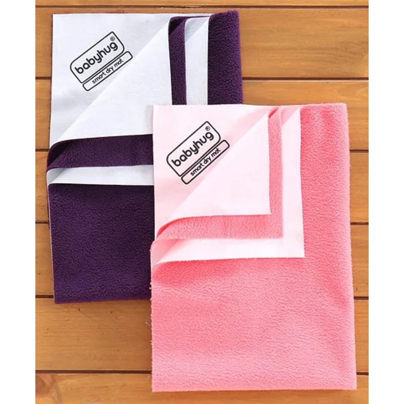 Babyhug Smart Dry aBabyhug Smart Dry Bed Protector Sheet Pack of 2 Small- Violet and PinkBed Protector Sheet Pack of 2 - Violet and Pink