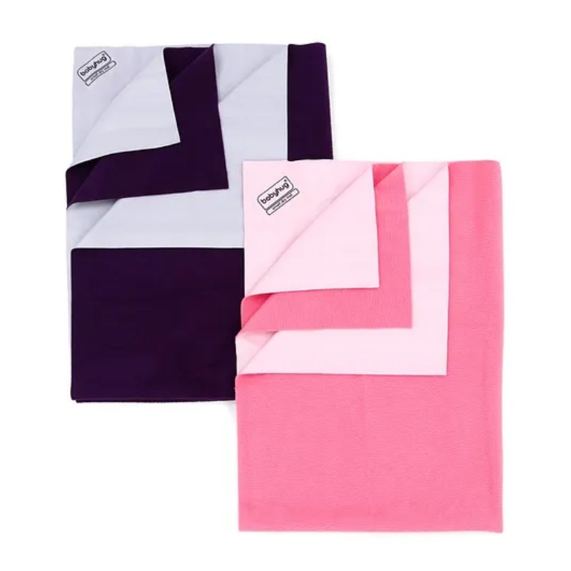 Babyhug Smart Dry Bed Protector Sheet Pack of 2 Large - Violet Pink