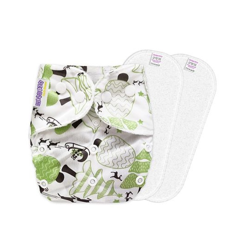 Bembika B Plus Printed Cloth Diapers With 2 Inserts - Green