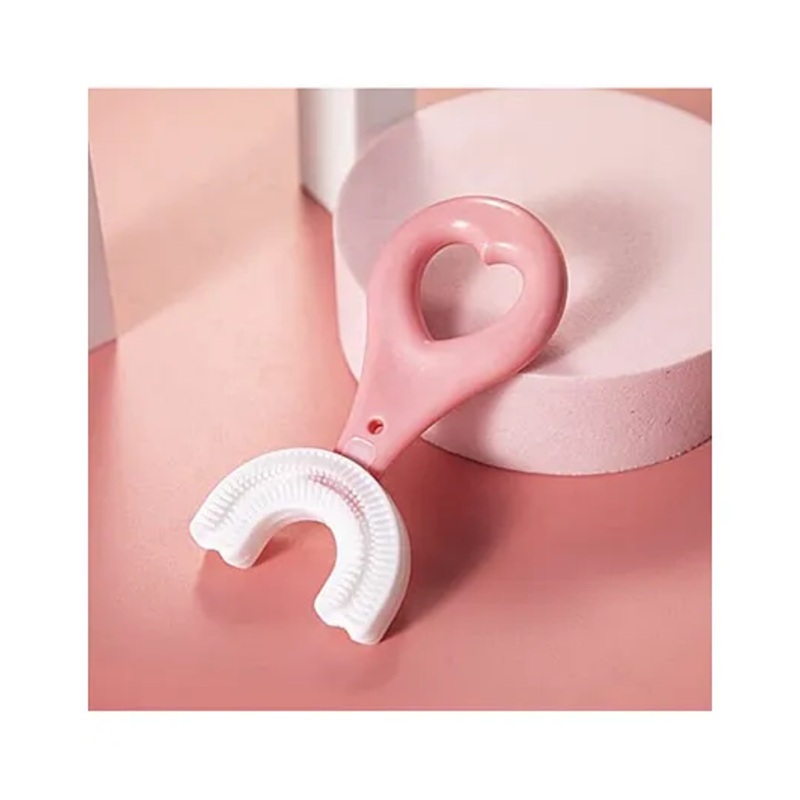 BOXOT IMPEX Soft Silicone 360 Degree U Shaped Toothbrush For Kid Baby Children Manual Teeth Whitening - Pink