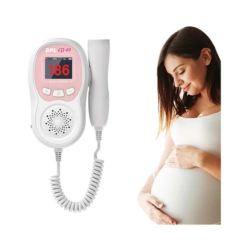 BPL Medical Technologies FD-03 Fetal Doppler Smart Noise Reduction & Heartbeat Detection Machine with in-Built Speaker for Home and Clinic Use - Pink & White