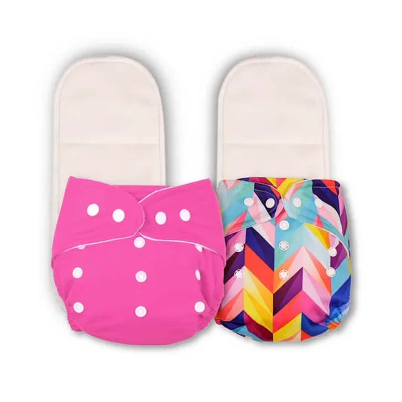 Deedry Reusable Cloth Diapers With Insert Pack of 2 - Pink White