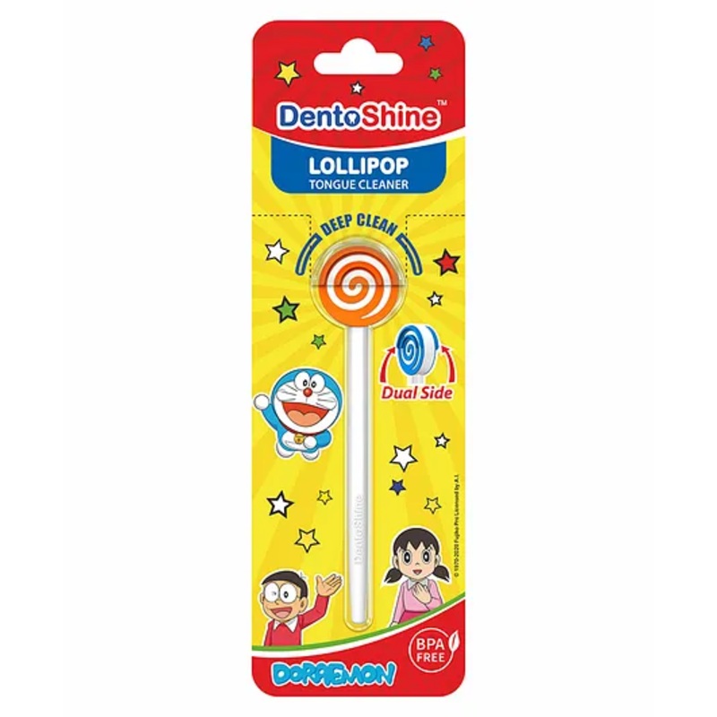 DentoShine Doraemon Lollipop Tongue Cleaner - Orange