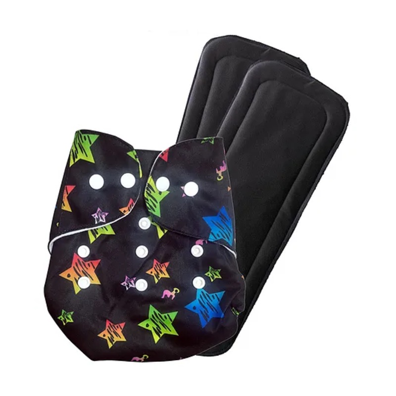 FANTASY INDIA Washable Baby Diaper Premium Cloth Diaper Reusable Adjustable Size  Waterproof Pocket Cloth Diaper Nappie 1 Diaper and 2 Insert Pad - Blue