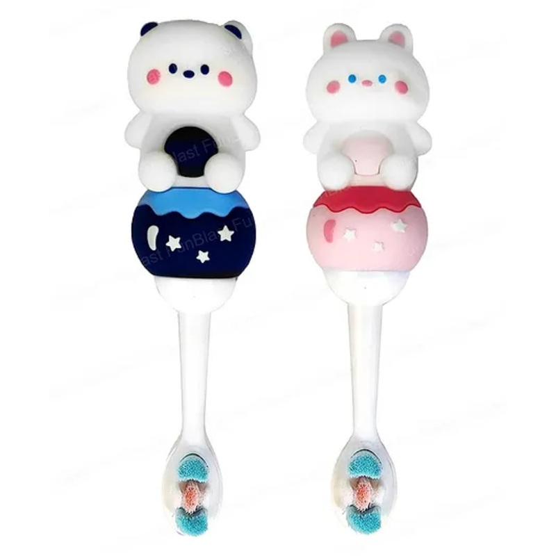 FunBlast Cute Bear Design Toothbrush for Kids (Pack of 2  Random Color)