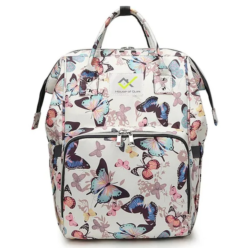 House of Quirk Baby Diaper Bag Maternity Backpack - White Butterfly