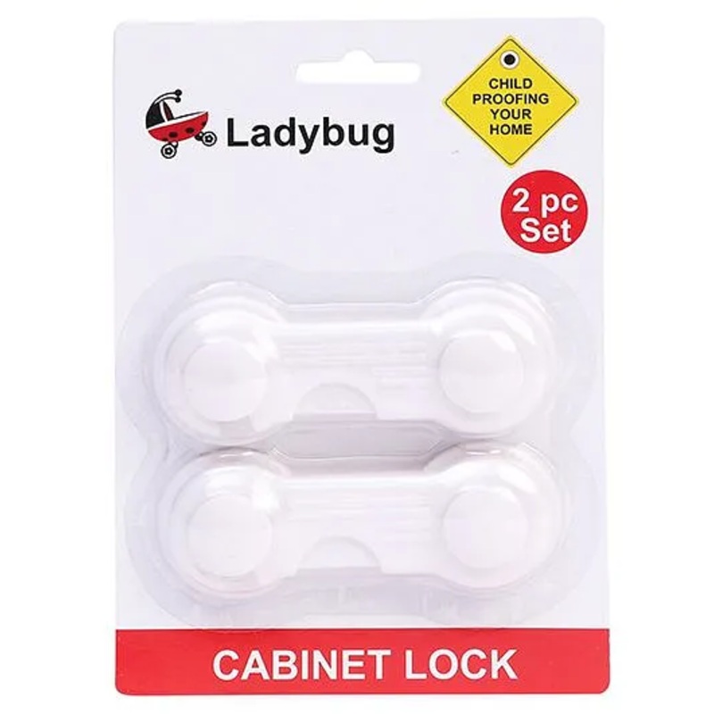 Ladybug Cabinet Lock For Glass & Wooden Cabinet White - Pack Of 2