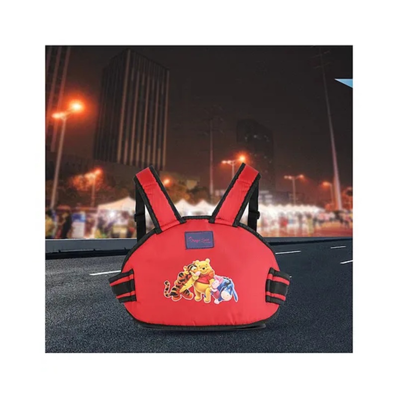 Magic Seat 2 Wheeler Kids Safety Belt Pooh Bear Print - Red