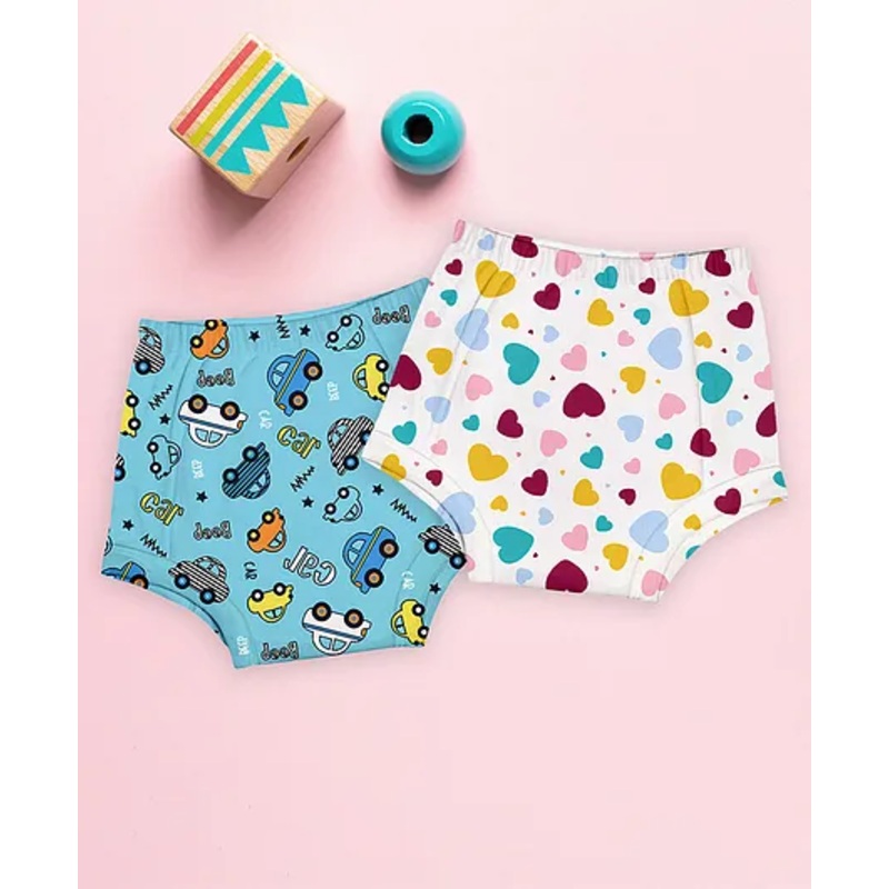 Mom's  Home Cotton Unisex Baby Padded Underwear -Heart & Car- (12-24M) Pack Of 2