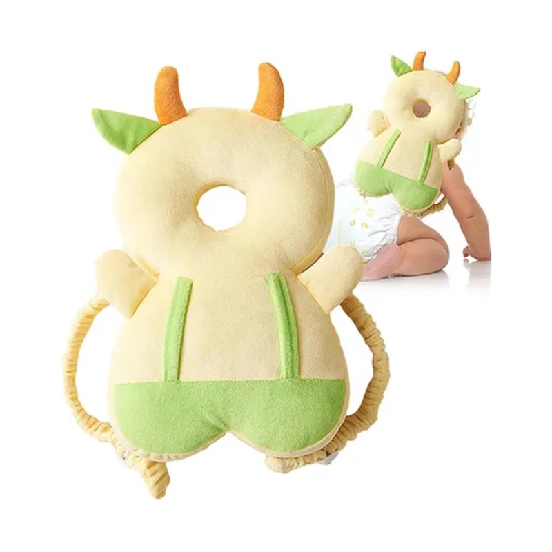 NeonateCare Head Protector Backpack Wear,Toddler Adjustable Baby Head Protection, Safety helmet Backpack for 9-24 Months Baby Learning Walking Crawling( cream and green head protector)