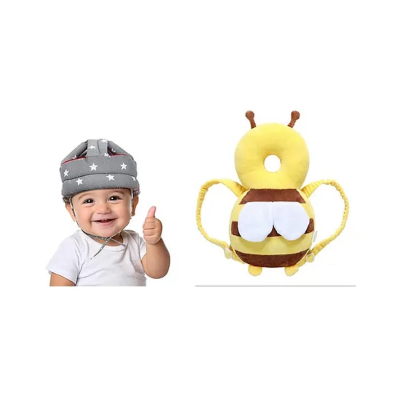 Ortis Baby safety Combo of Baby Helmet and Baby Head Protector Cushion Backpack (Color And Design May Vary)