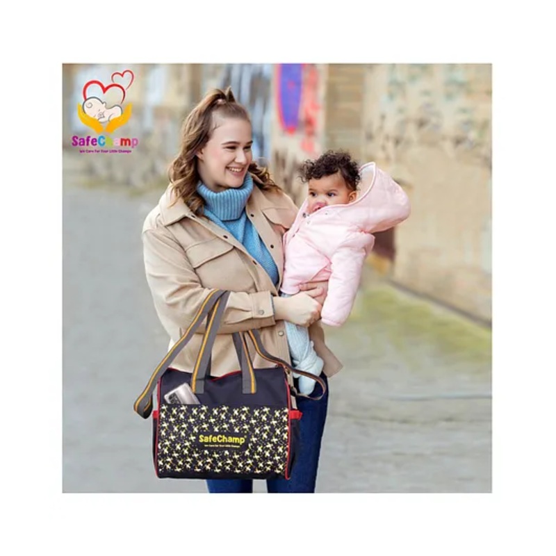 SafeChamp Chick Chick Multipurpose Diaper Bag Cum Mother Bag Diaper Bag - Navy Blue