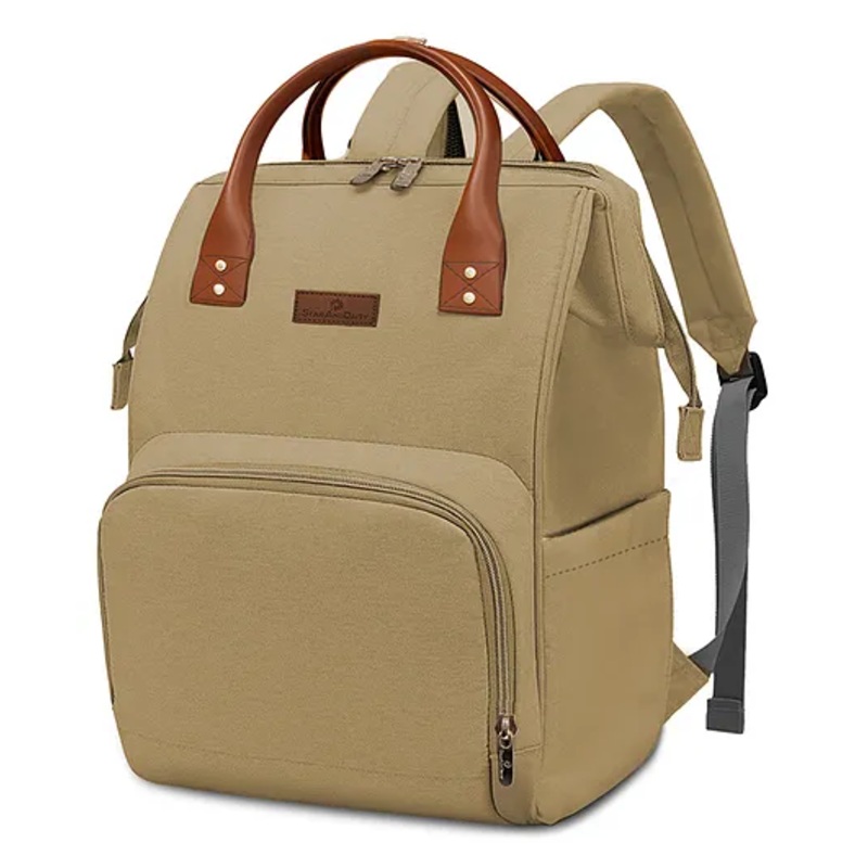 StarAndDaisy Diaper Bag for Mothers with Multi Compartments, Insulated Bottle Pockets, Waterproof, Ultra soft Oxford fabric, 24lt capacity - Beige