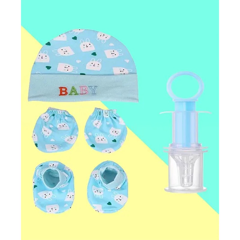 The Cheeky Kidzz Baby Multi-Functional Baby Smart Medicine Needle Dropper BPA Free with Essential Cap Mitten Set(0-4 Months)