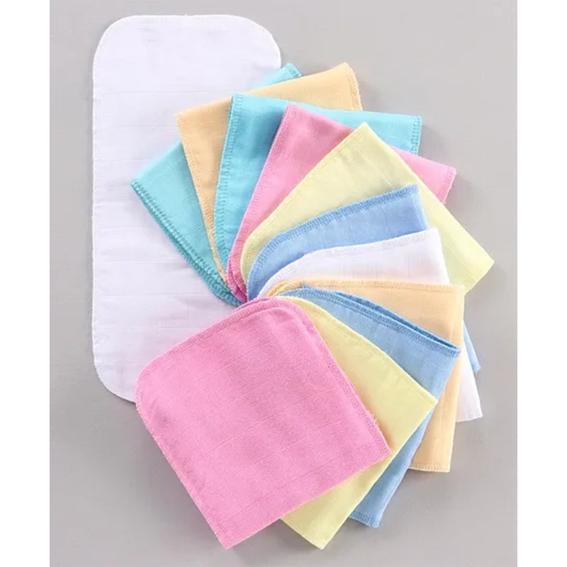 Babyhug Muslin Cotton Cloth Nappy Insert Pack of 12 - Multicolor