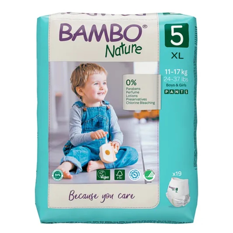 Bambo Nature Pant Style Diapers with Wetness Indicator Extra Large Size  - 19 Pieces