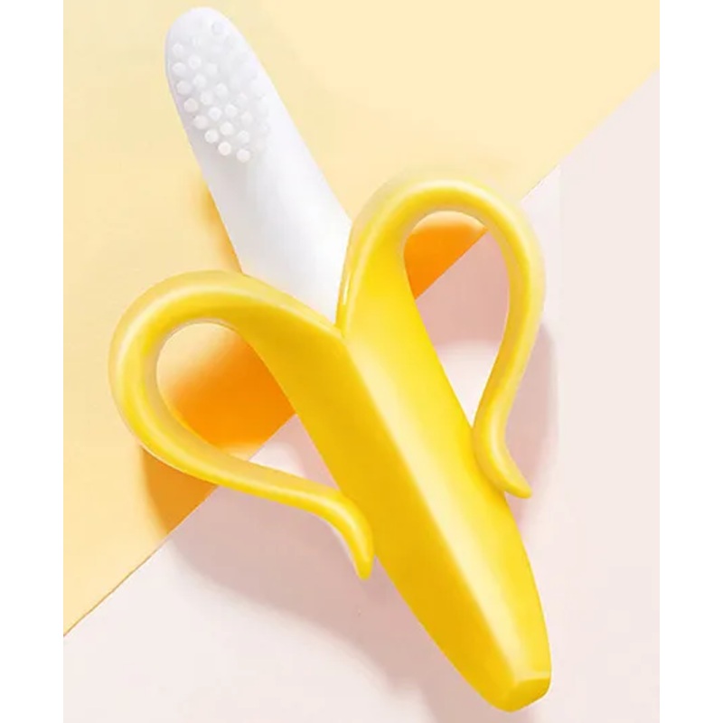 Bembika Teething Toothbrush for Babies Teether for Baby's With Ultra Soft Bristle - Banana Yellow