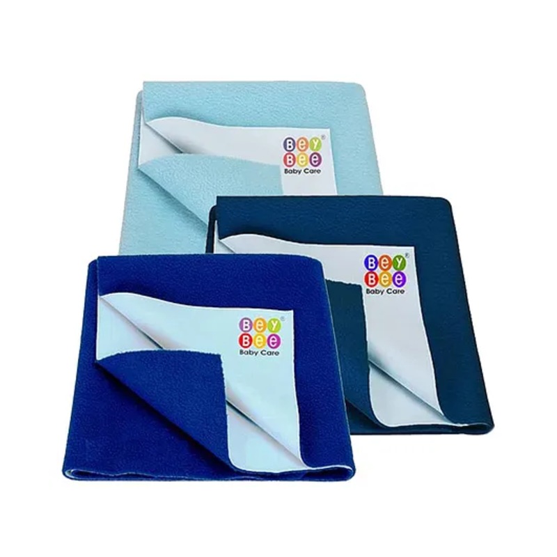 BeyBee Cotton Baby Bed Protecting Mat Small - Dark Sea Blue Sea Blue and Royal Blue