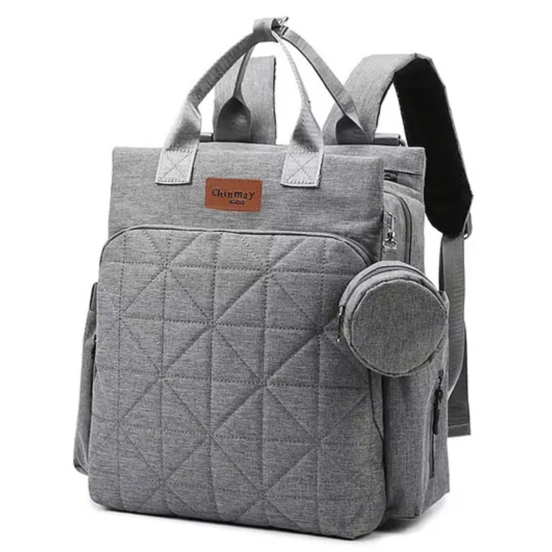 Chinmay Kids Large Capacity Mother Bag Diaper Backpack with Insulated Bottle Storage Diaper Bag  (Grey)