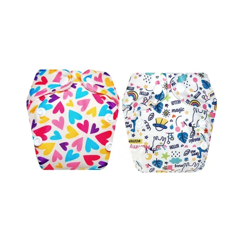 Dumbledo Premium Newborn Cloth Diaper with Integrated Cotton Insert - Antibacterial, Hypoallergenic, Smell-Free - Adjustable Fit for 0 to 6 months, Pack of 2