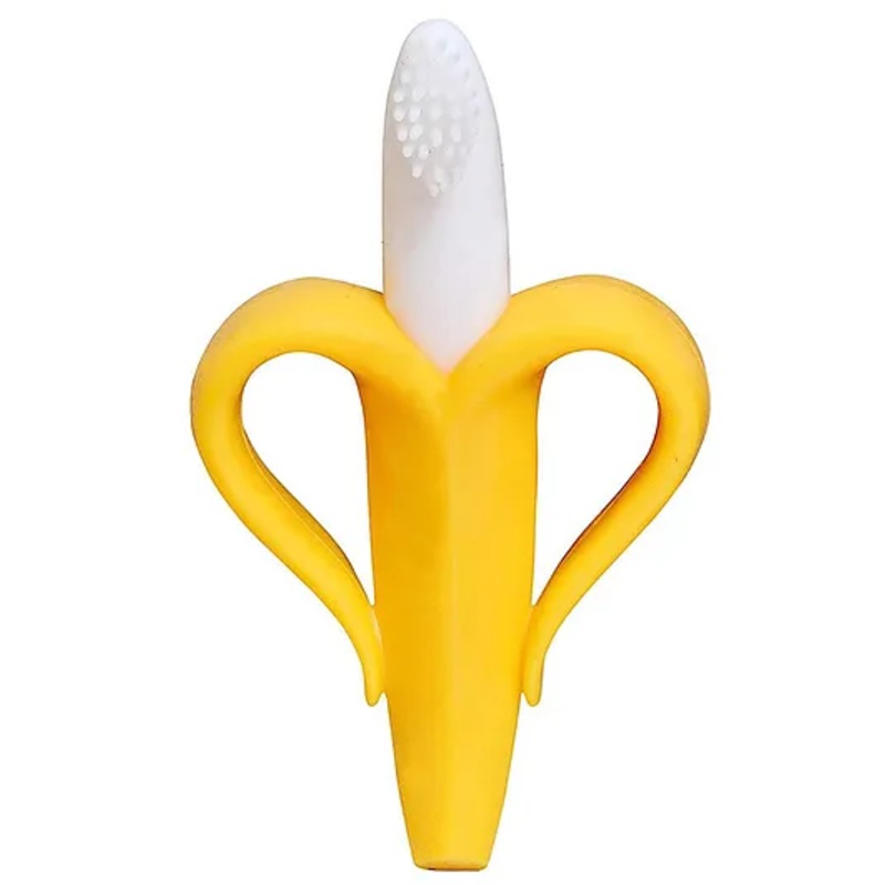 Enorme Silicone Banana Shaped Teething Toothbrush Teether for Babies- Yellow