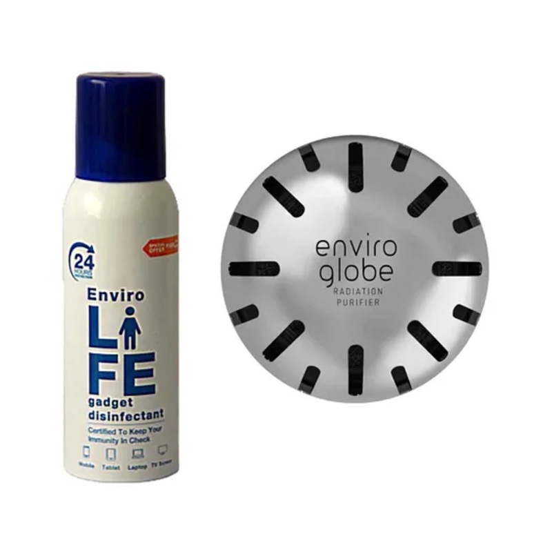 Envirochip Radiation Protector Tested & Certified Protection For Home Office Or Car Premium Grade Stainless Steel No Battery Or Adaptor Required 01 Pack And Envirolife Alcohol Based Gadget Disinfectant - 100 ml