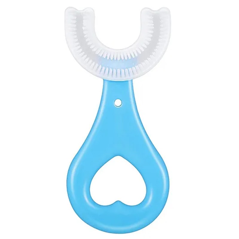 Fantasy India U Shaped Toothbrush Manual Whitening Toothbrush Silicone Brush Head - Blue