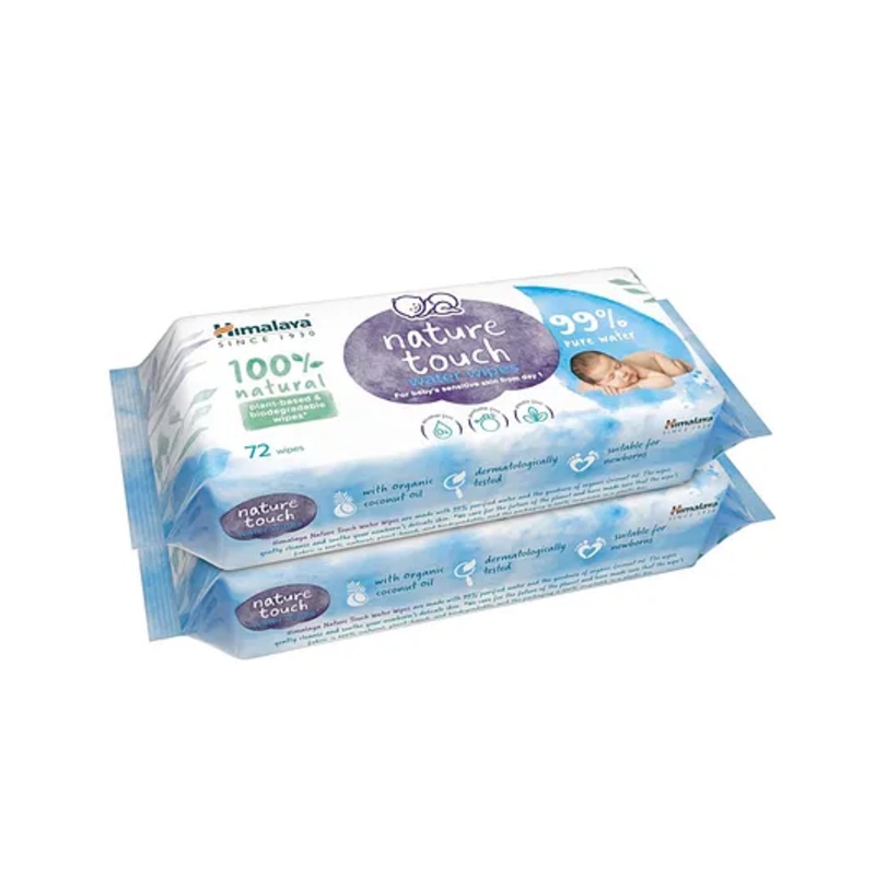 Himalaya Babycare Nature Touch Water Unscented Baby Wipes Pack of 2 - 72 pieces each