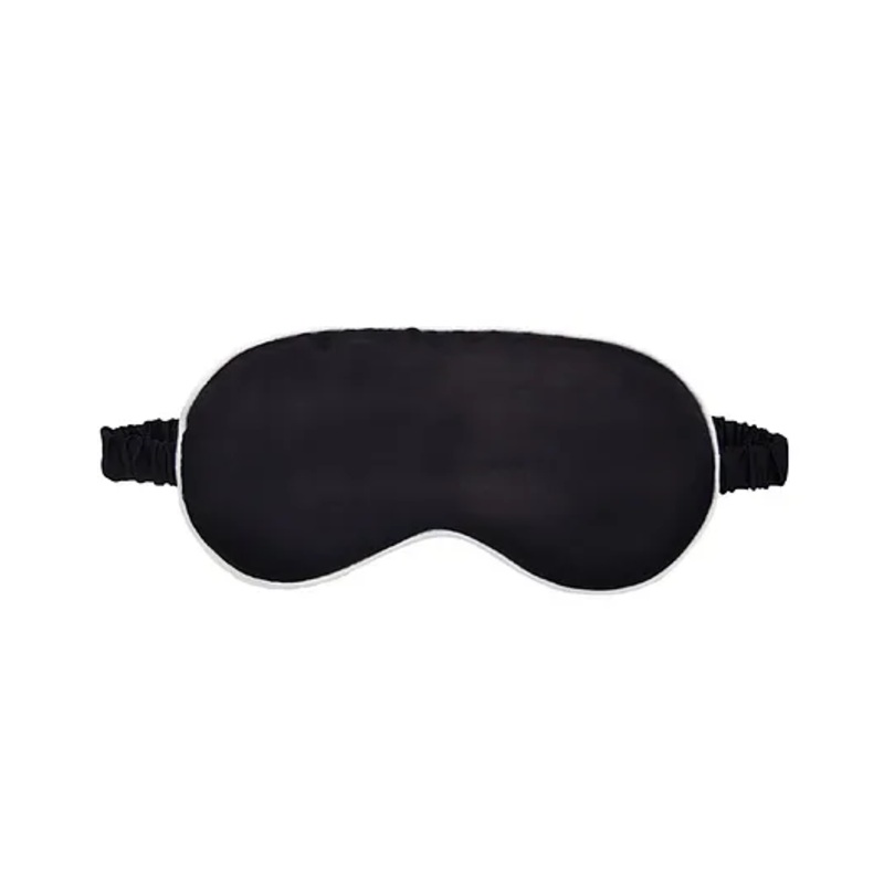 Jenna Silk Plain Sleeping Eye Mask -  Black White