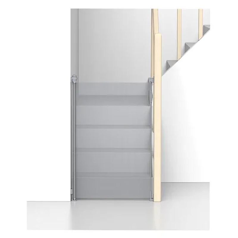 Kids Station Retractable Safety Gate for Kids & Pets  Barrier Fence with Easy Walk-Thru, Expandable to 140cm, Height 90cm  Door & Hallway Safety Gate (Grey)