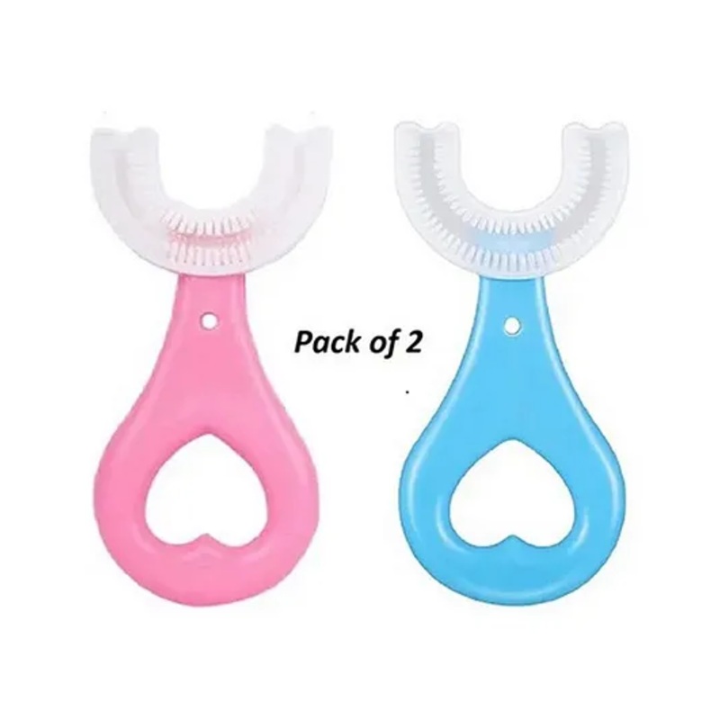 Kritiu Soft Sillicone U-Shaped Toothbrush Pack Of 2 - Pink & Blue