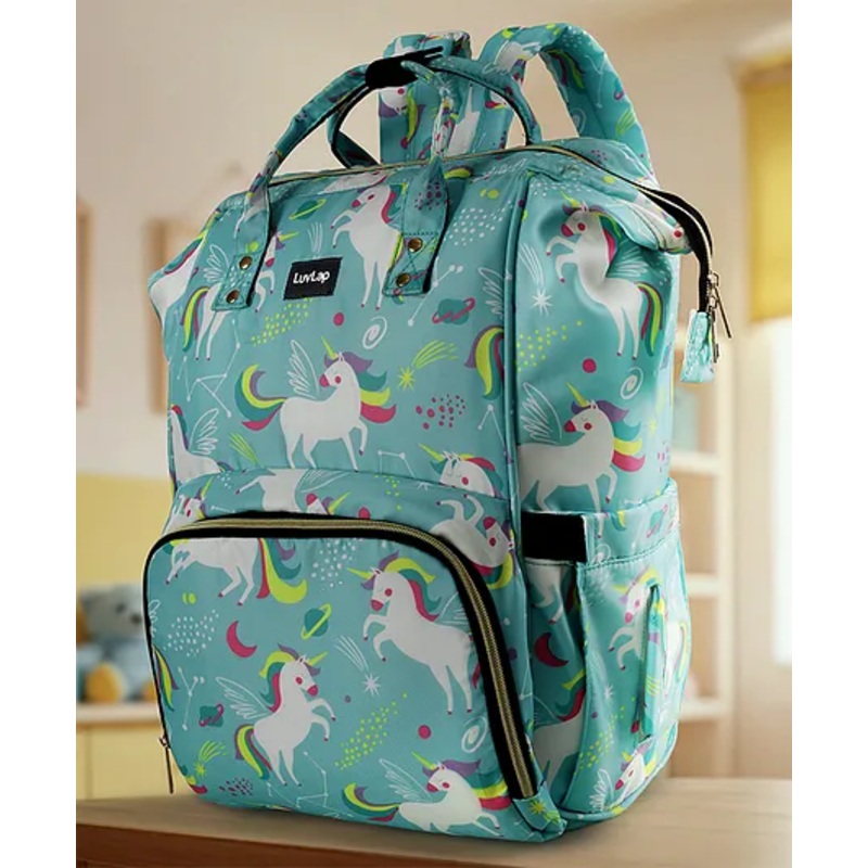 Luv Lap Lily Travel Multifunctional Waterproof Diaper Bag-backpack Cum Tote Bag - Sea Green