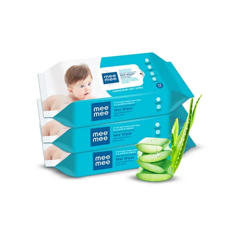 Mee Mee Caring Baby Wet Wipes - 3 Packs Of 72 Pieces