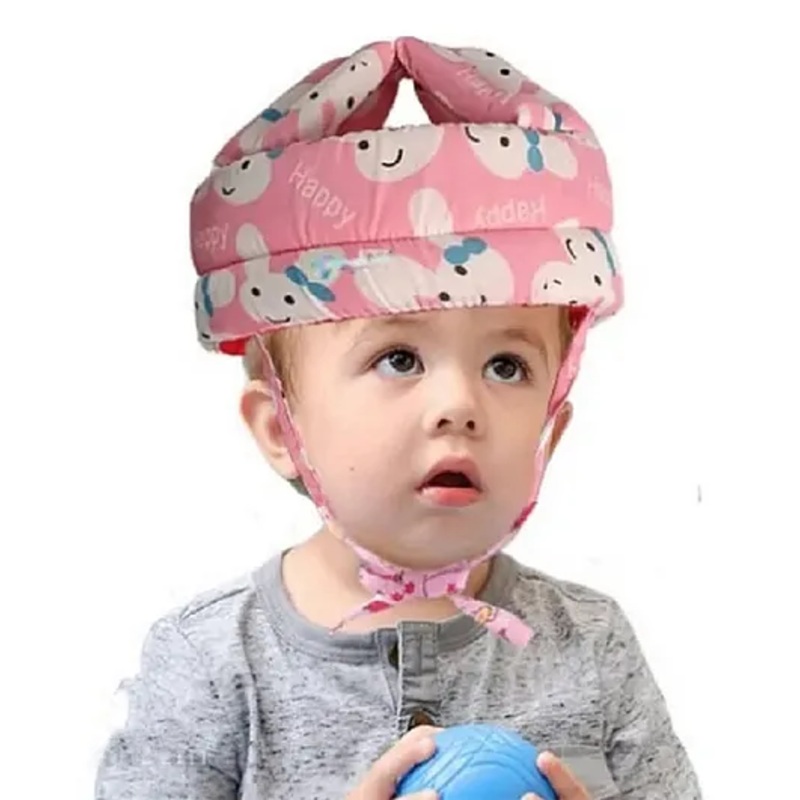 NeonateCare Baby Safety Helmet & Kneepads- (Pink Smiley helmet and kneepads )