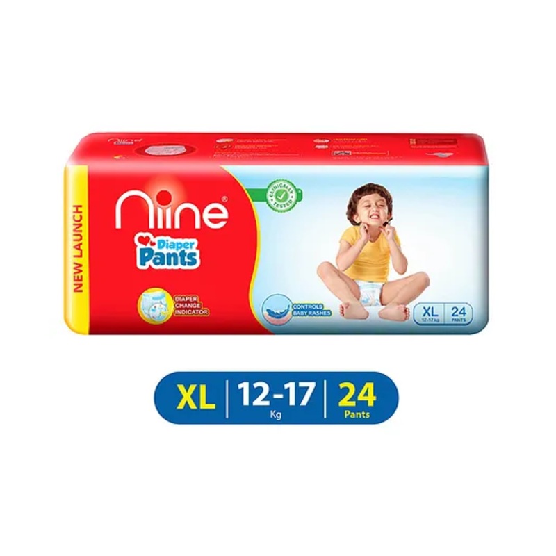 Niine Baby Diaper Pants Extra Large Size  for Overnight Protection with Rash Control - 24 Pants