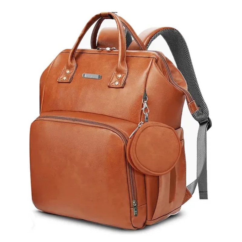 StarAndDaisy Diaper Bag for Mothers with Multi Compartments, Insulated Bottle Pockets, Waterproof, Ultra Vegan Leather, 30L capacity - Brown