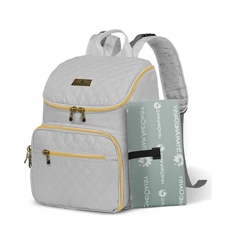 StarAndDaisy Trendy Diaper Bag with Multi Compartments, Spacious Storage, Light Grey