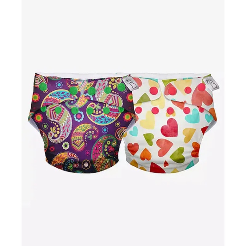 SuperBottoms Swimming Diapers for Babies & Toddlers - Washable, Reusable & Adjustable Swim Diapers | Pack of 2 | Utsav & Baby Hearts
