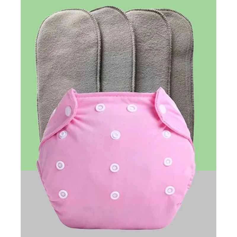 The Cheeky Kidzz Baby Reusable Cloth Diaper Adjustable Diaper Nappies & Bamboo Microfiber Inserts (Pink)