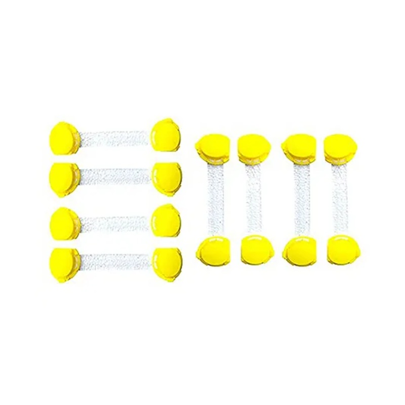 The Little Lookers Transparent Safety Lock for Doors Cabinet Fridge & Drawer Pack Of 8 - Yellow