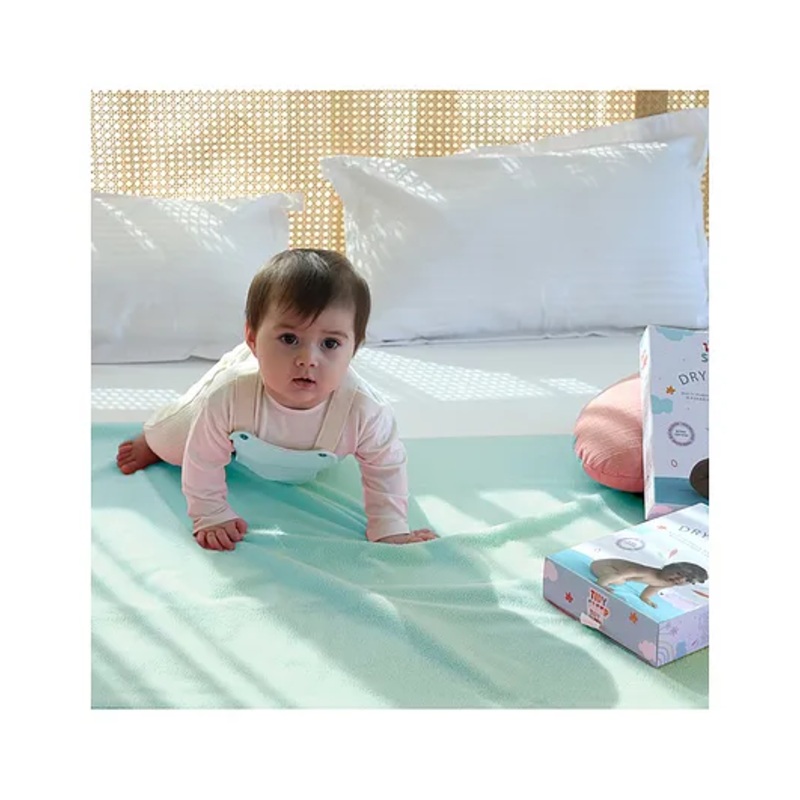 TIDY SLEEP Waterproof Baby Bed Protector Dry Sheet For New Born Babies- Ocean Blue (Large)