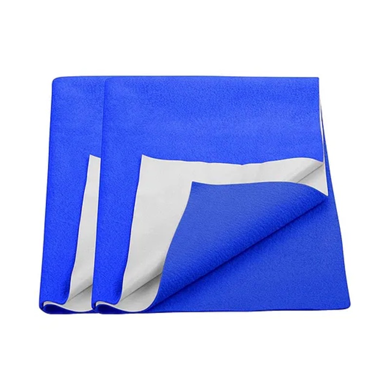Trance Home Linen Supersoft Soft Extra Absorbent Water Proof Baby Dry Sheet for Kids- Medium Pack of 2 - Ink Blue