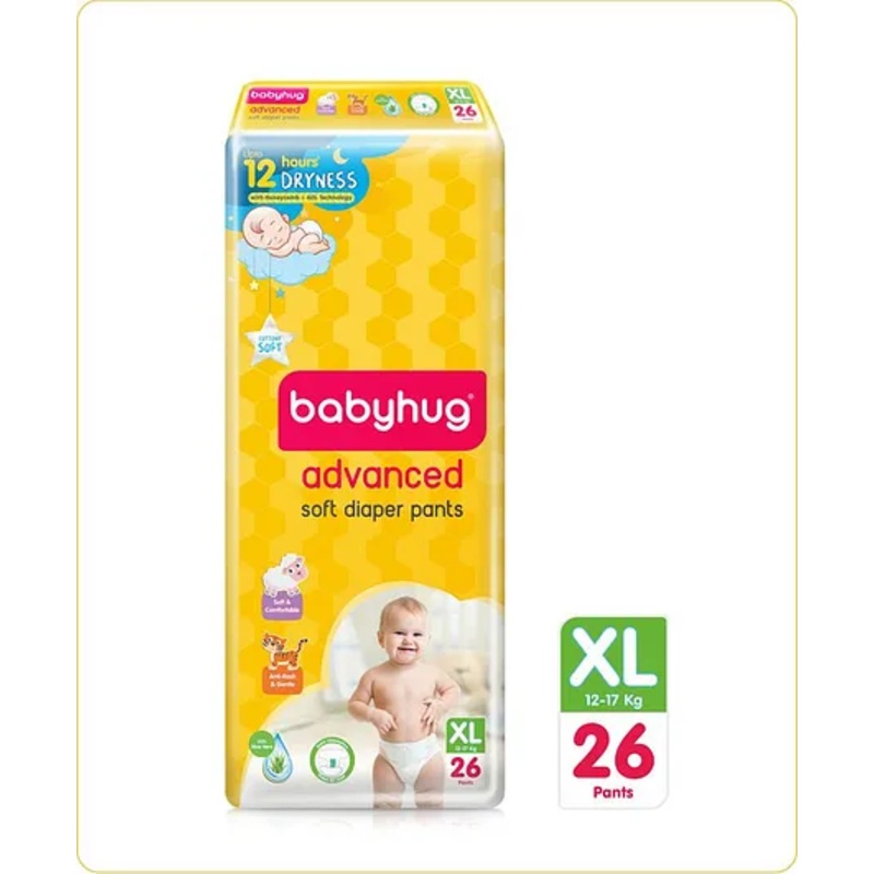 Babyhug Advanced Pant Style Diapers Extra Large (XL) Size   - 26 Pieces